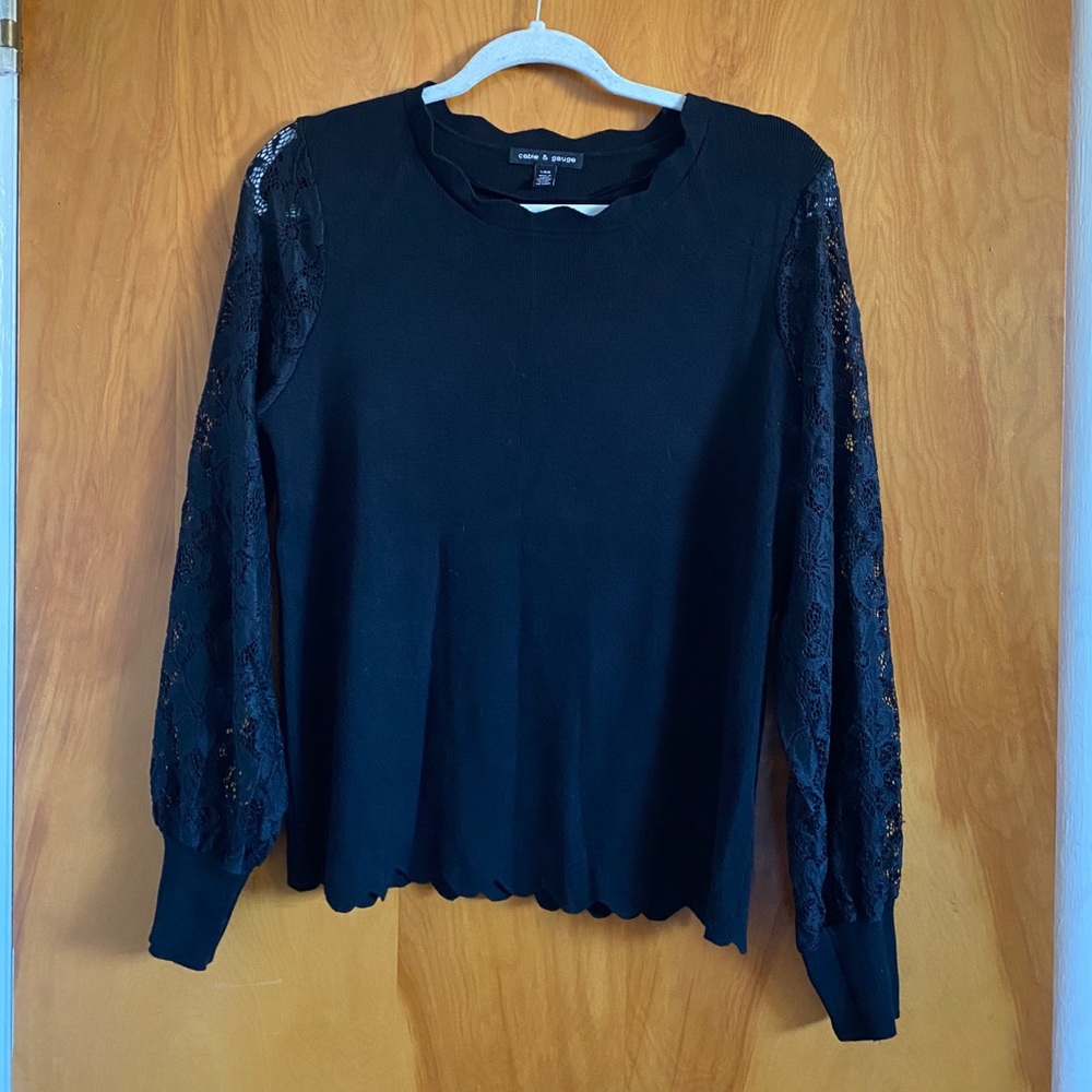 Cable and Gauge Lace Sleeved Sweater
